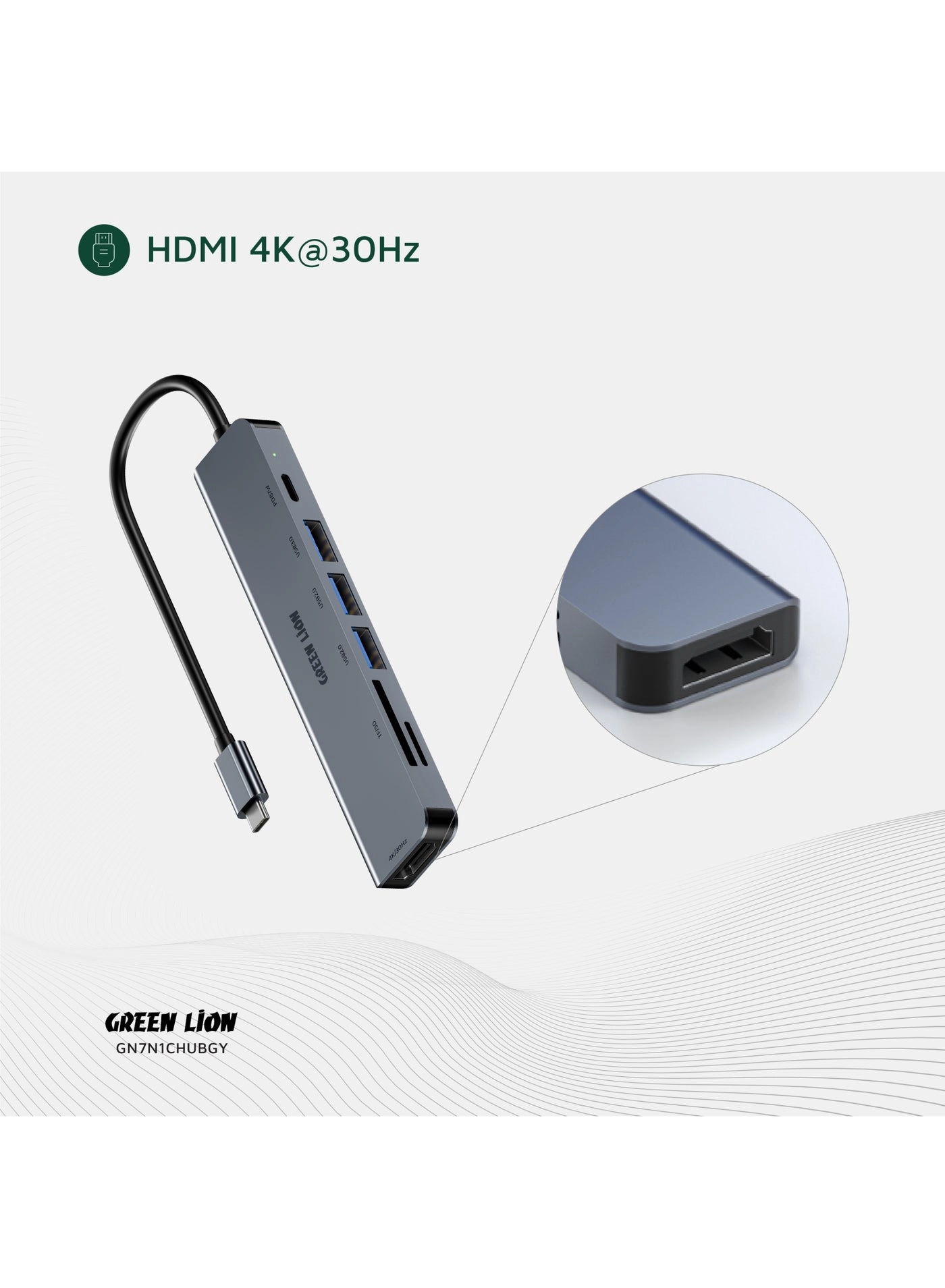 7-in-1 USB-C Hub - 4K@30Hz HDMI 87W PD 5Gbps