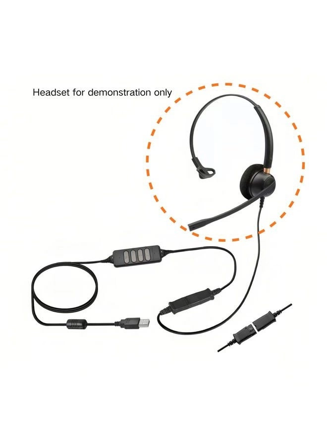 DA-80 - USB Audio Adapter for Plantronics QD Headsets - Mute and Volume Controls