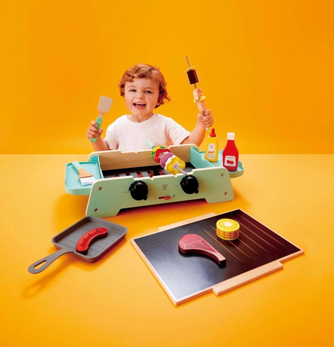 Wooden Sizzling Griddle & Grill BBQ Set - 24pcs (531-E3214)