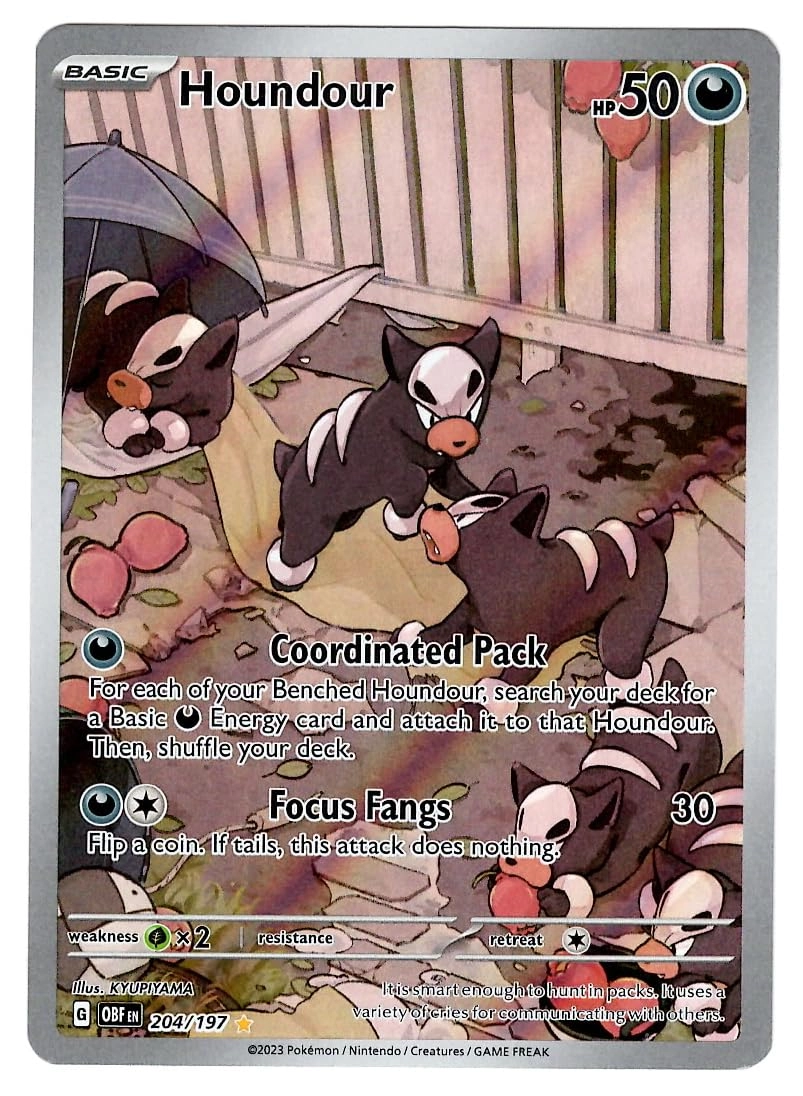 Pokémon Houndour 204/197 - Obsidian Flames Illustration Rare Holo Foil Full Art