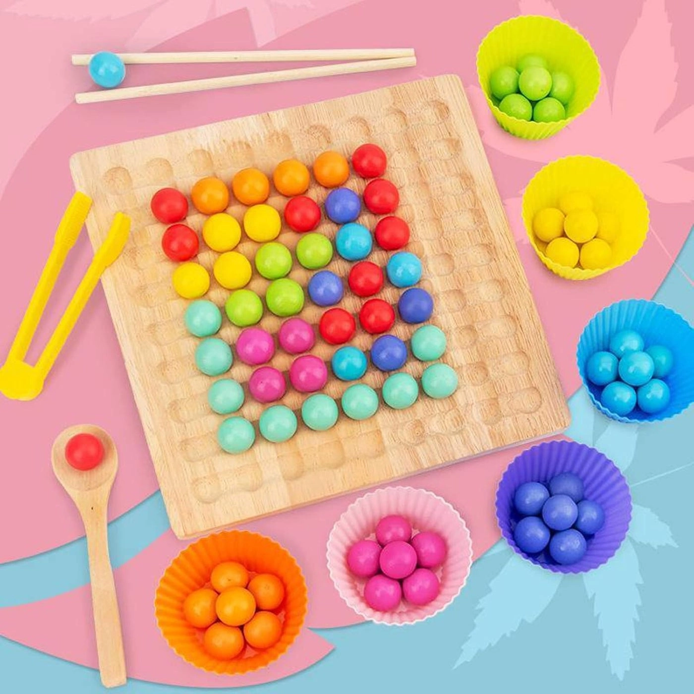 Peg Board Beads Game - 81 pieces