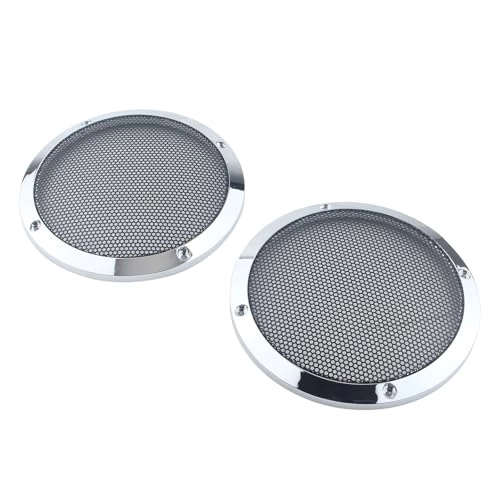 Saddlebag Lid Speaker Grill Cover - Chrome & Black Plastic + steel