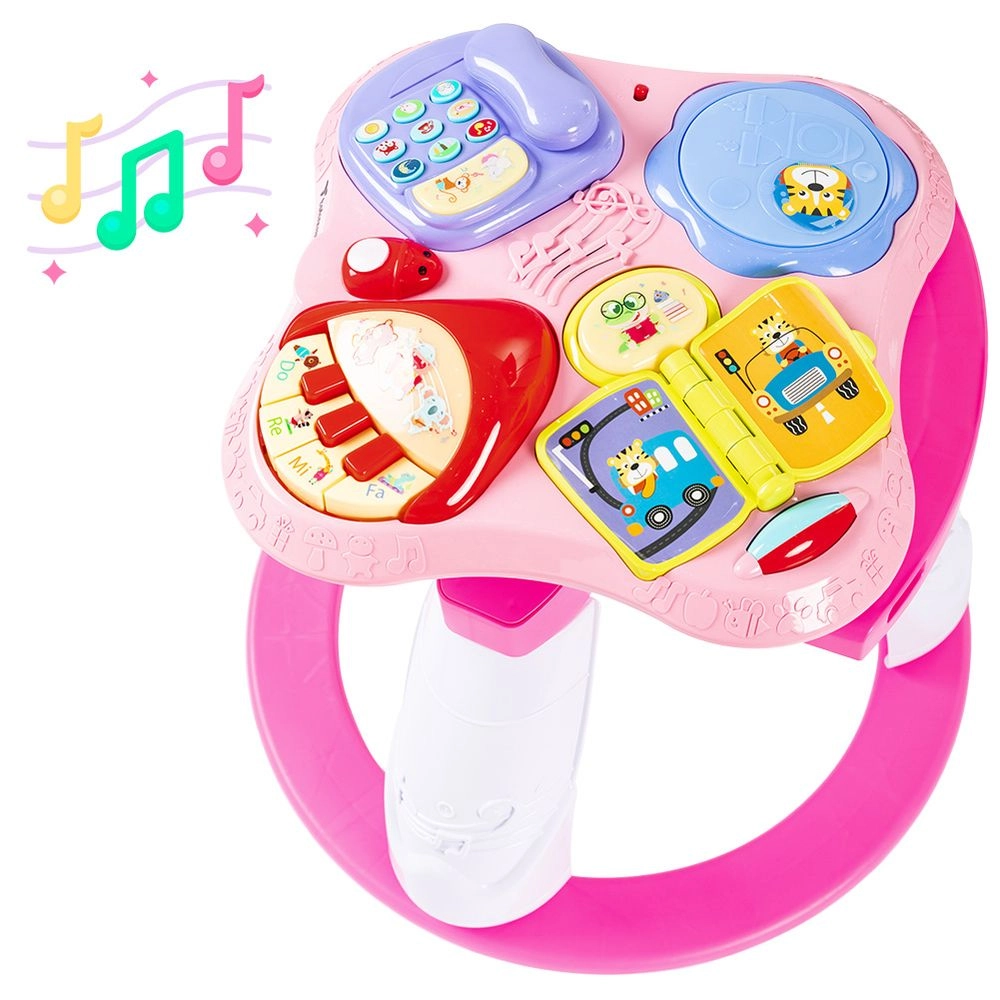 3-In-1 Baby Walker Rotating Chair & Table Playset - Pink Suitable for 6 months and above