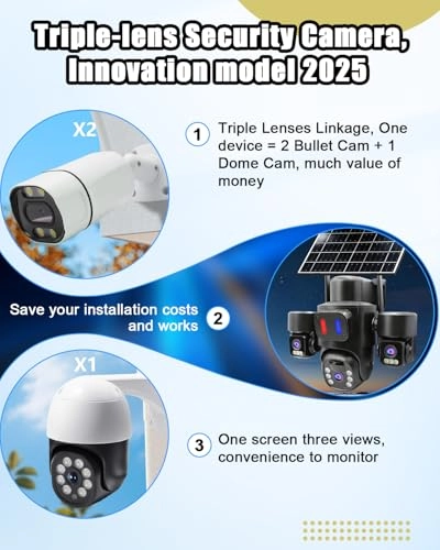 Solar 3-Lens Security Camera 2K