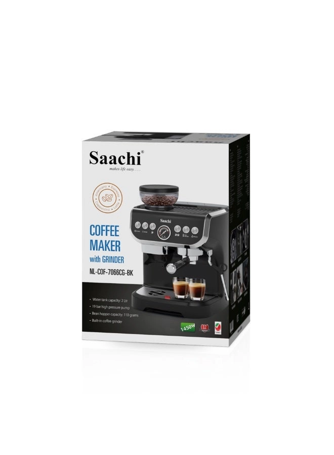 19-Bar Coffee Maker - Integrated Conical Burr Grinder 2L