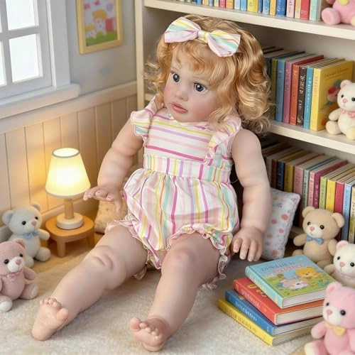 Pippa Reborn Baby Doll - 26 inch Cotton Vinyl Hand-rooted Curly Hair Ages 3+
