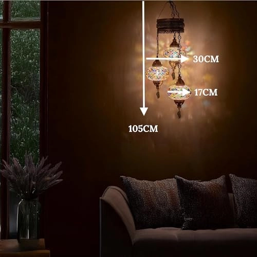 Turkish Moroccan Mosaic Ceiling Chandelier - 105 cm