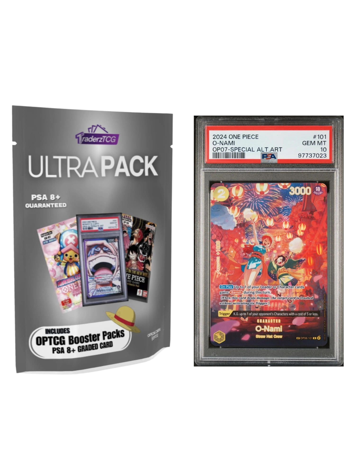 TraderzTCG English Booster Pack - 3 pcs + PSA Graded Card