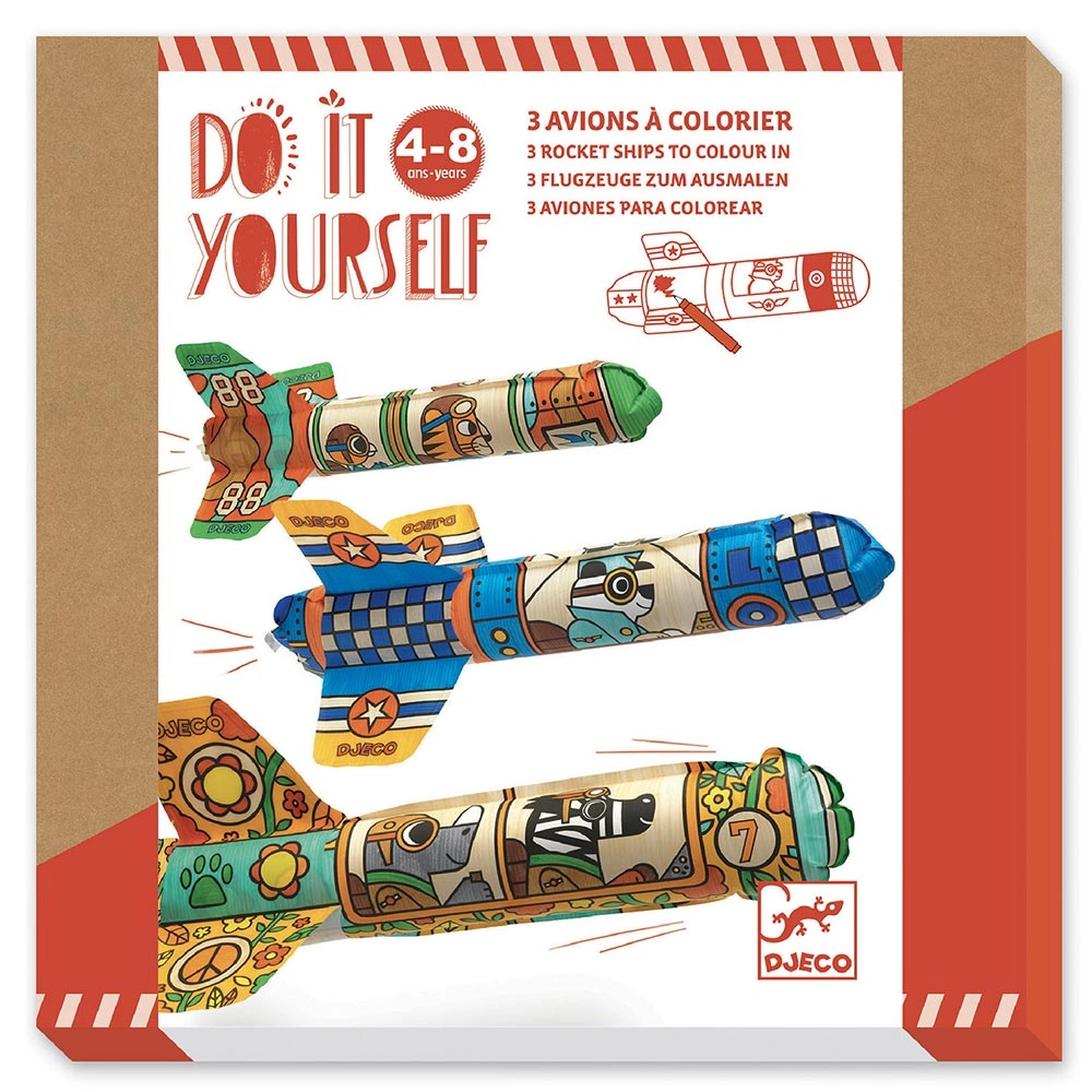 DJECO Do It Yourself - To The Sky Rockets - 3 paper aeroplanes 3 straws