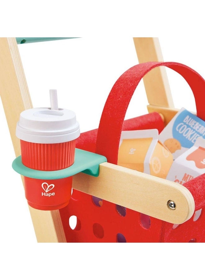 Shopping Fun Wooden Grocery Cart Playset - 7 Pieces
