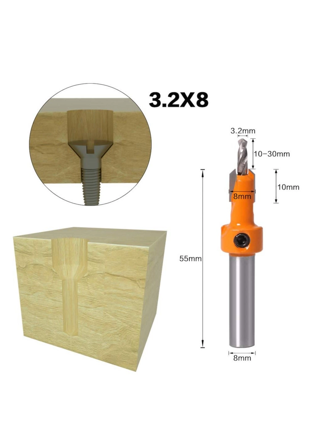 Countersink Drill Bit Set - 5 Pcs HSS 2.8mm 3mm 3.2mm
