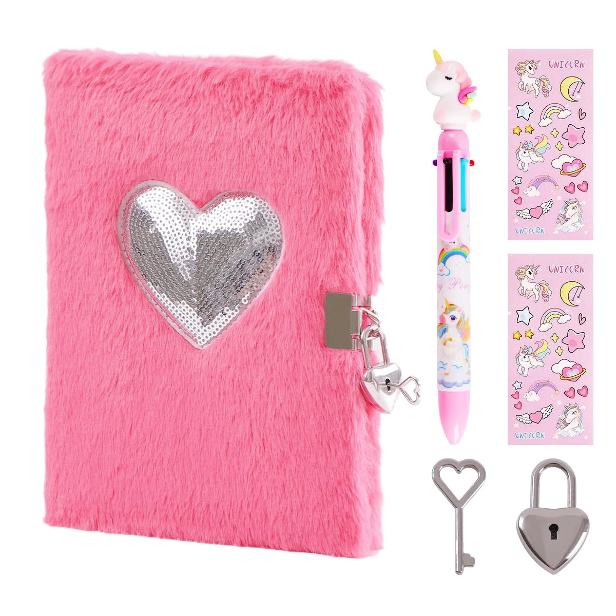 enyilee Heart Diary - Lock and Keys Plush 160 pages