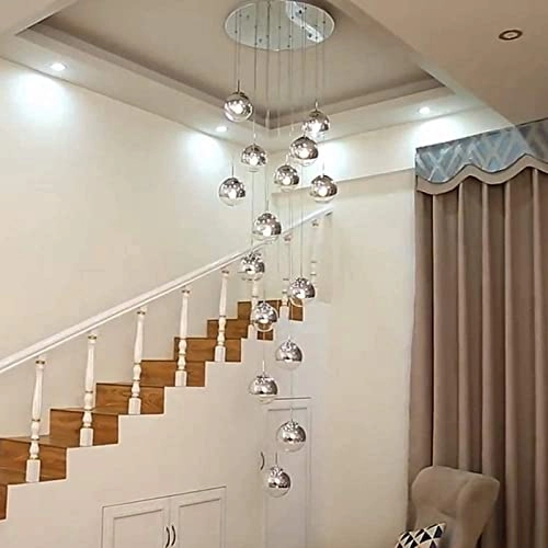 Long Chandelier - 10 lights Glass ball