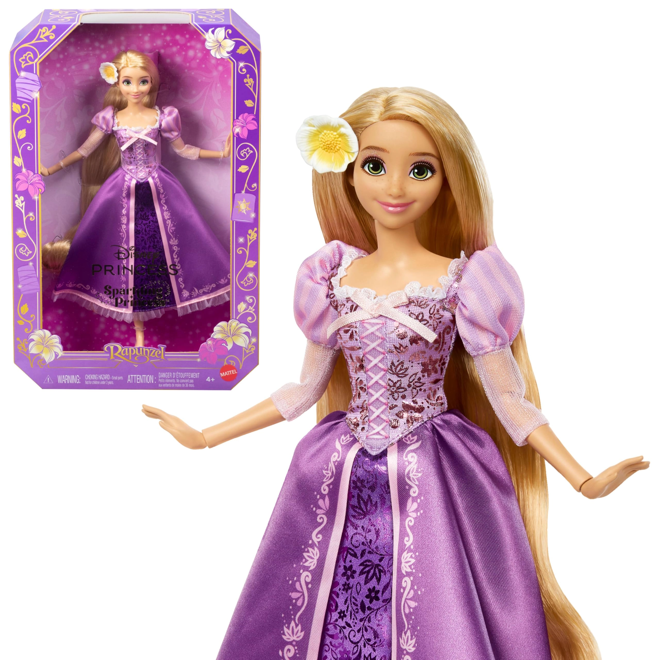 Mattel Rapunzel Fashion Doll - Removable Dress Flower Hair Clip 11 Articulated Joints