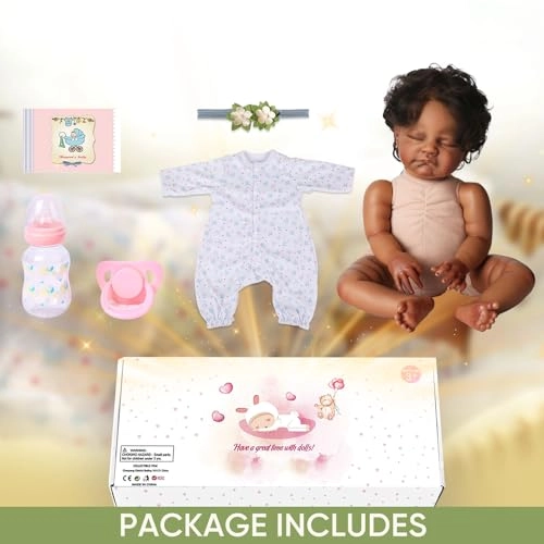 August Reborn Baby Doll - 20-Inch Weighted Cloth Body African American Ages 3+ Gift Set