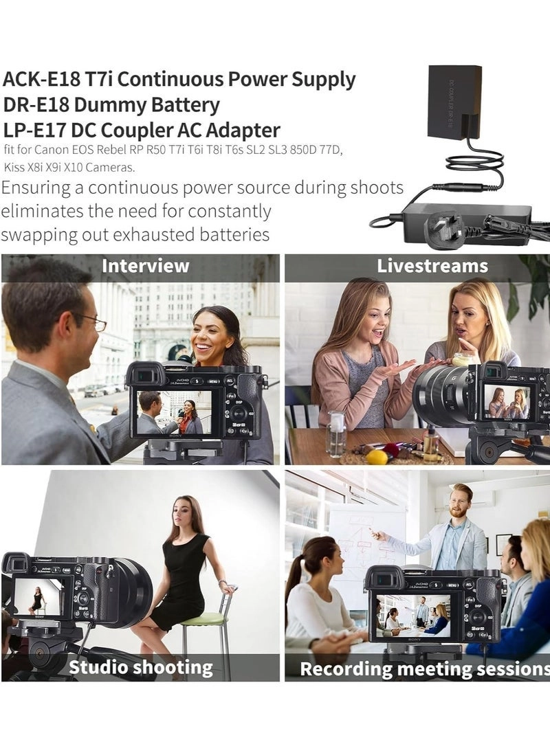 ACK-E18 - AC Power Adapter + DR-E18 - Dummy Battery LP-E17 DC Coupler