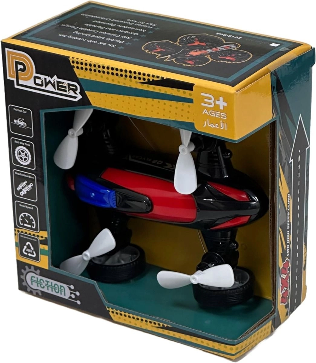 Friction Powered Fly Car - Rotating Propellers Multi Colour