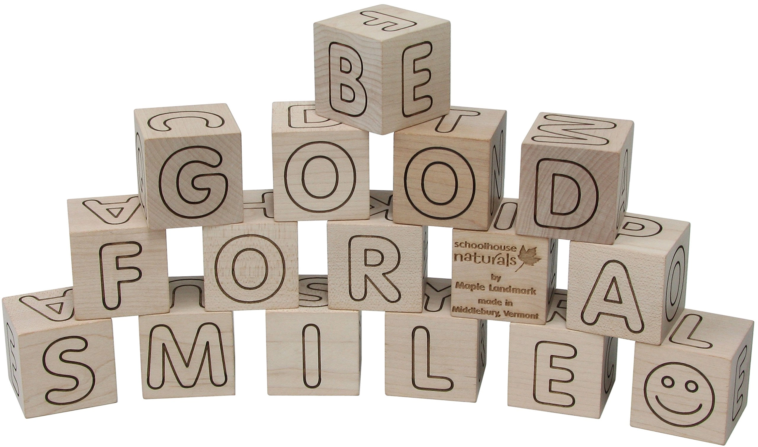 Maple Landmark Simple Wooden ABC Blocks - 12 months and up 16 pieces