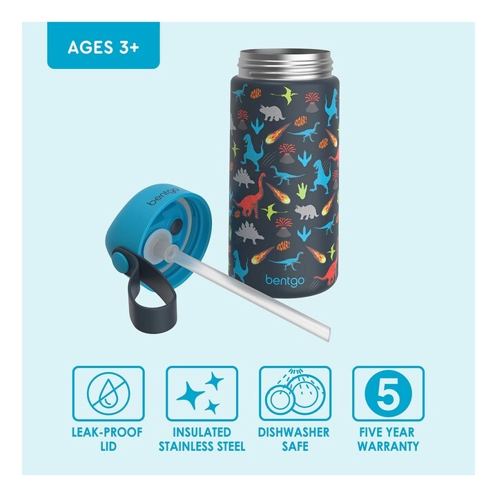 Dinosaur Water Bottle - Leak-proof lid 413 ml