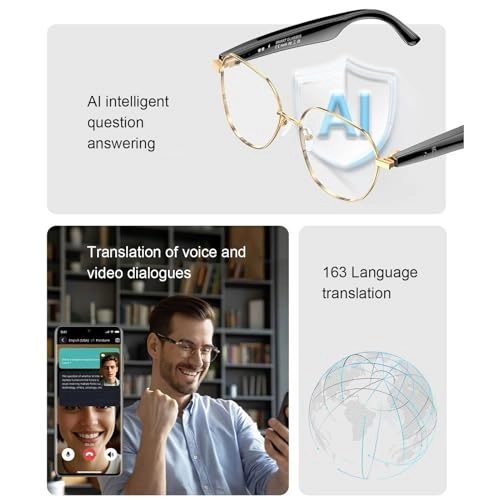 AI Translator Glasses - 163 Languages Real Time Translation