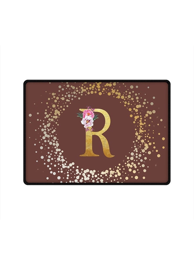 Custom Monogram Initial Letter Floral Pattern R Gaming Mouse Pad - 35x25 cm