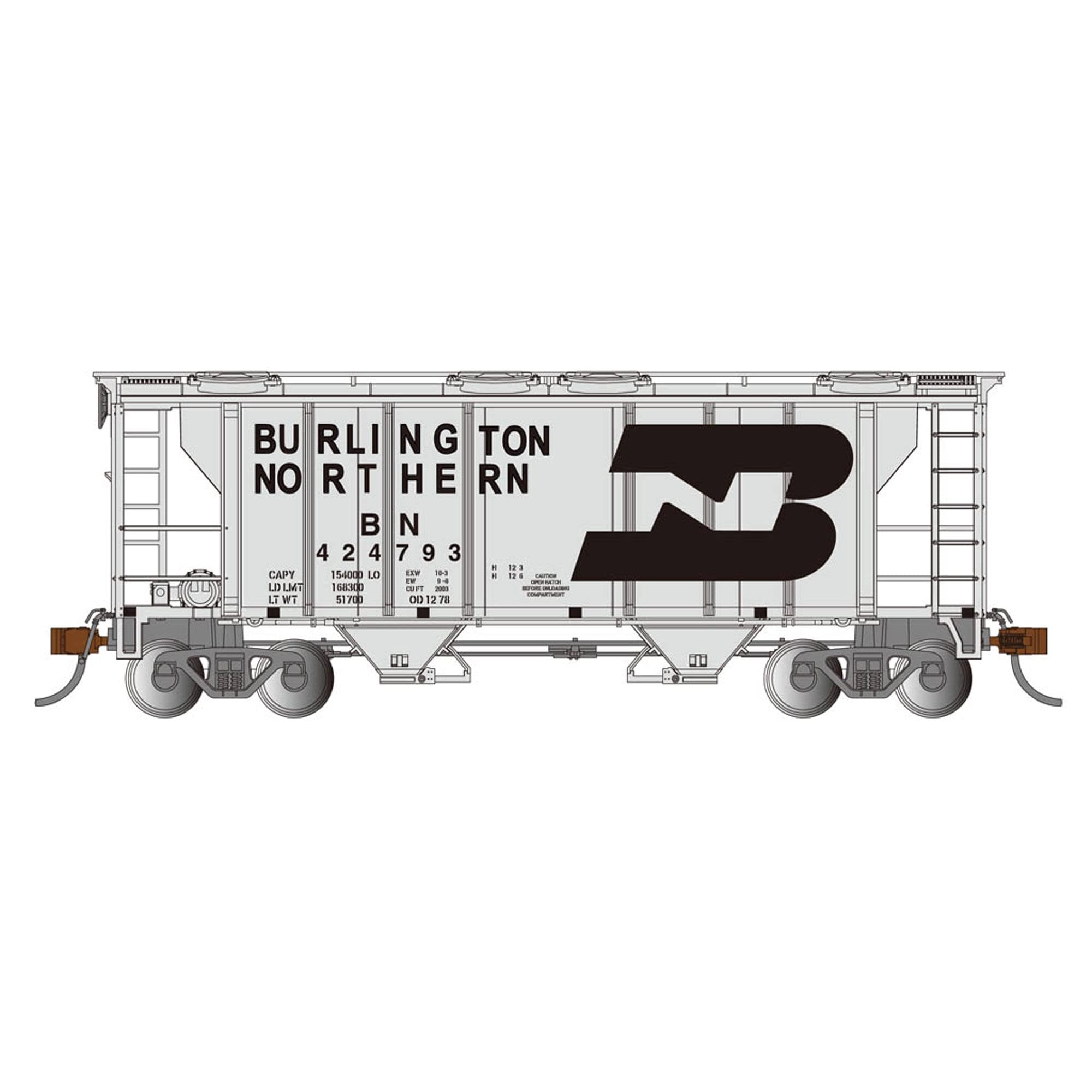 Bachmann PS2 Burlington Northern TwoBay Covered Hopper - HO