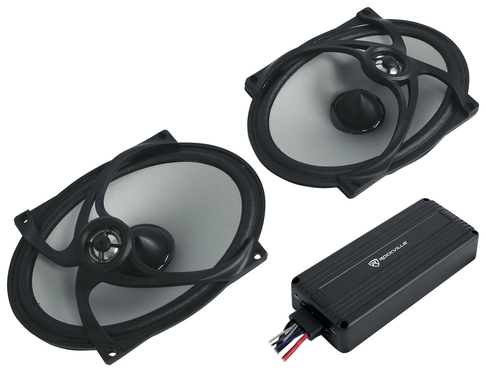 Kicker 48PSC574 - 5x7 Saddlebag Speakers + ATV220 - 2 Channel Bluetooth IP65