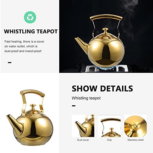 Stainless Steel Tea Pot - 3 pcs 19X18X13CM Gold