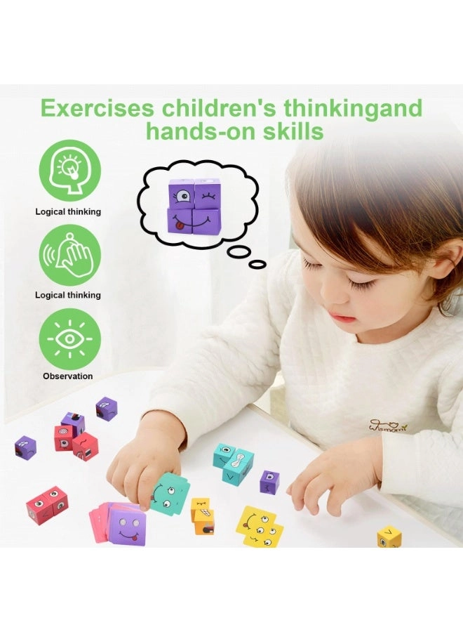 Face Changing Cube 3D Wooden Puzzle - 16 pcs