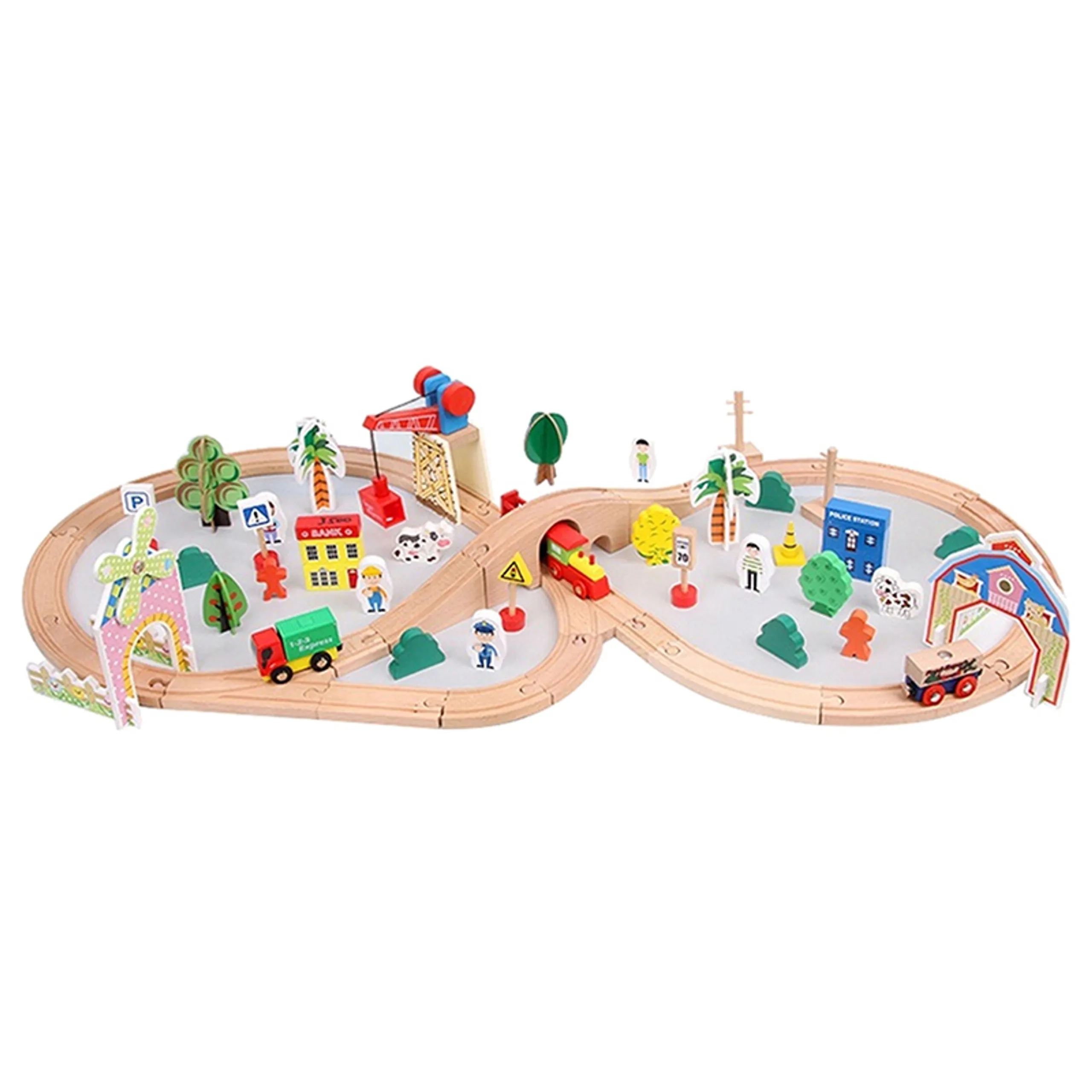 Factory Price Cole Wooden Complete Imperial Train Set - 78pcs