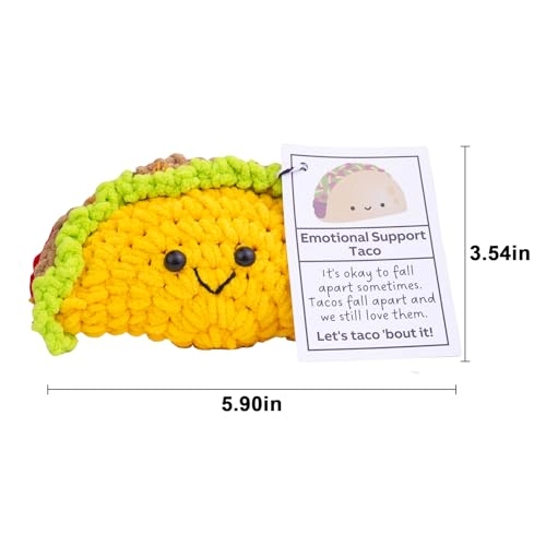 Emotional Support Taco - Handmade Knitted Wooden Base
