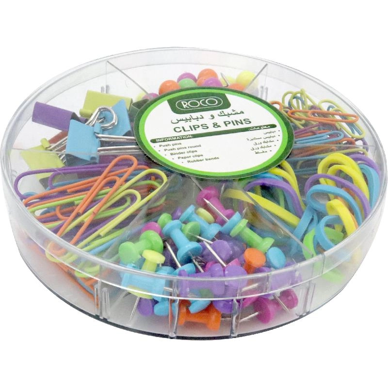 Roco Double Clip + Paper Clip + Push Pins + Rubber Band