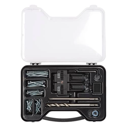 3 in 1 Pocket Hole Jig + HSS Drill Bit + Depth Setting Collar + Square Drive Bit + 50 Screws + Kit Storage Case