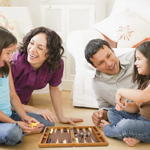 Wooden Folding Inlay Backgammon - Premium Double Stripe