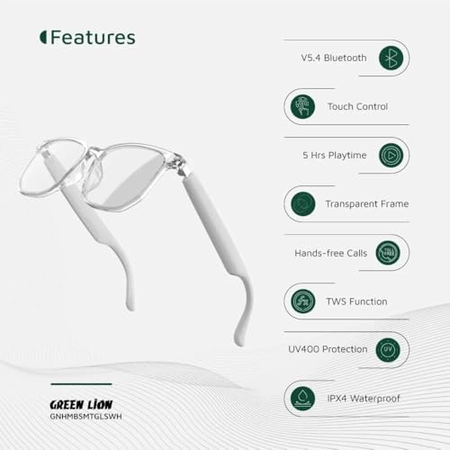 Hamburg Smart Audio Glasses - Bluetooth 5.4 5 Hours White