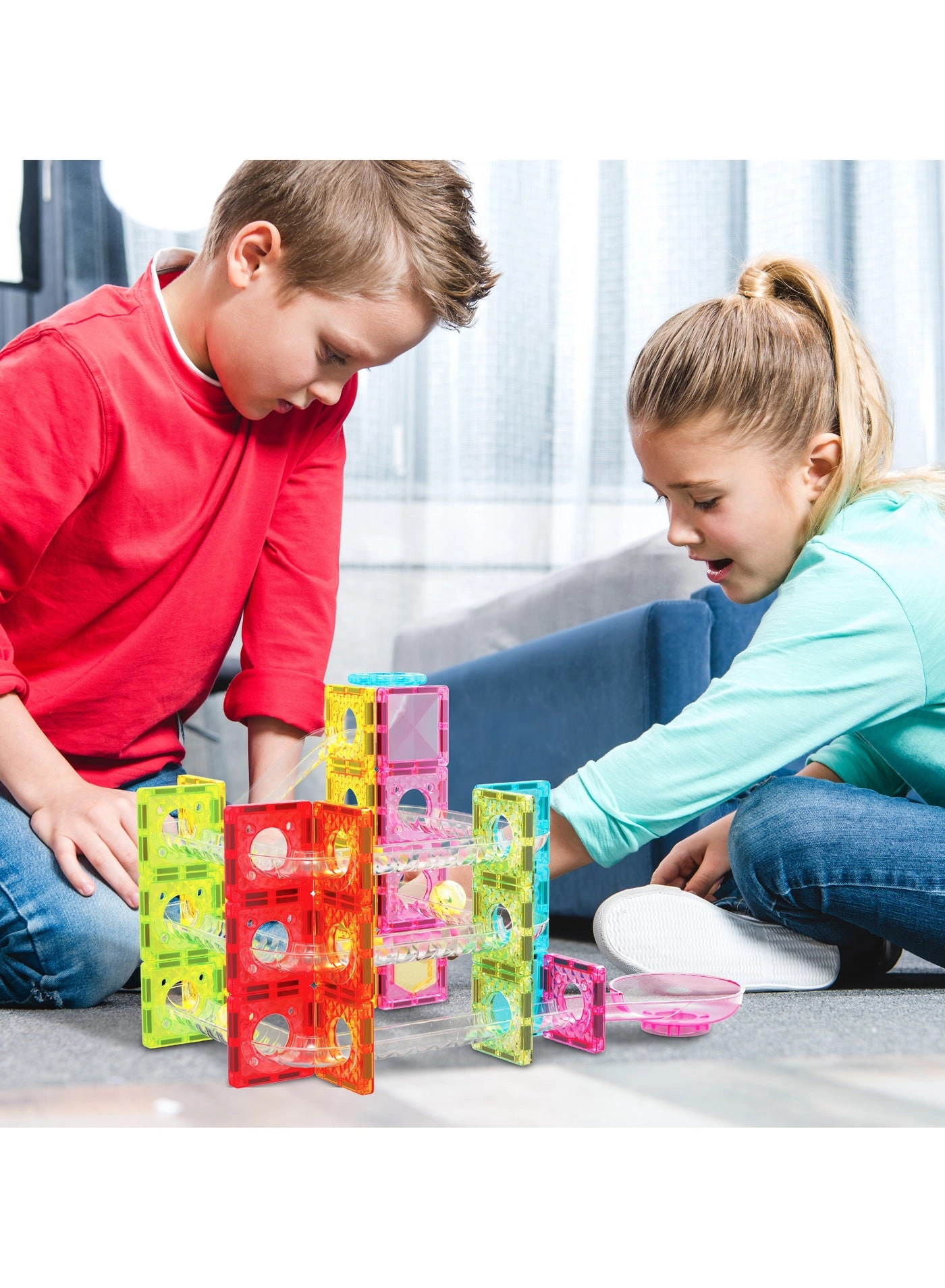 Magnetic Mini Diamond Marble Run Track - 60 pcs