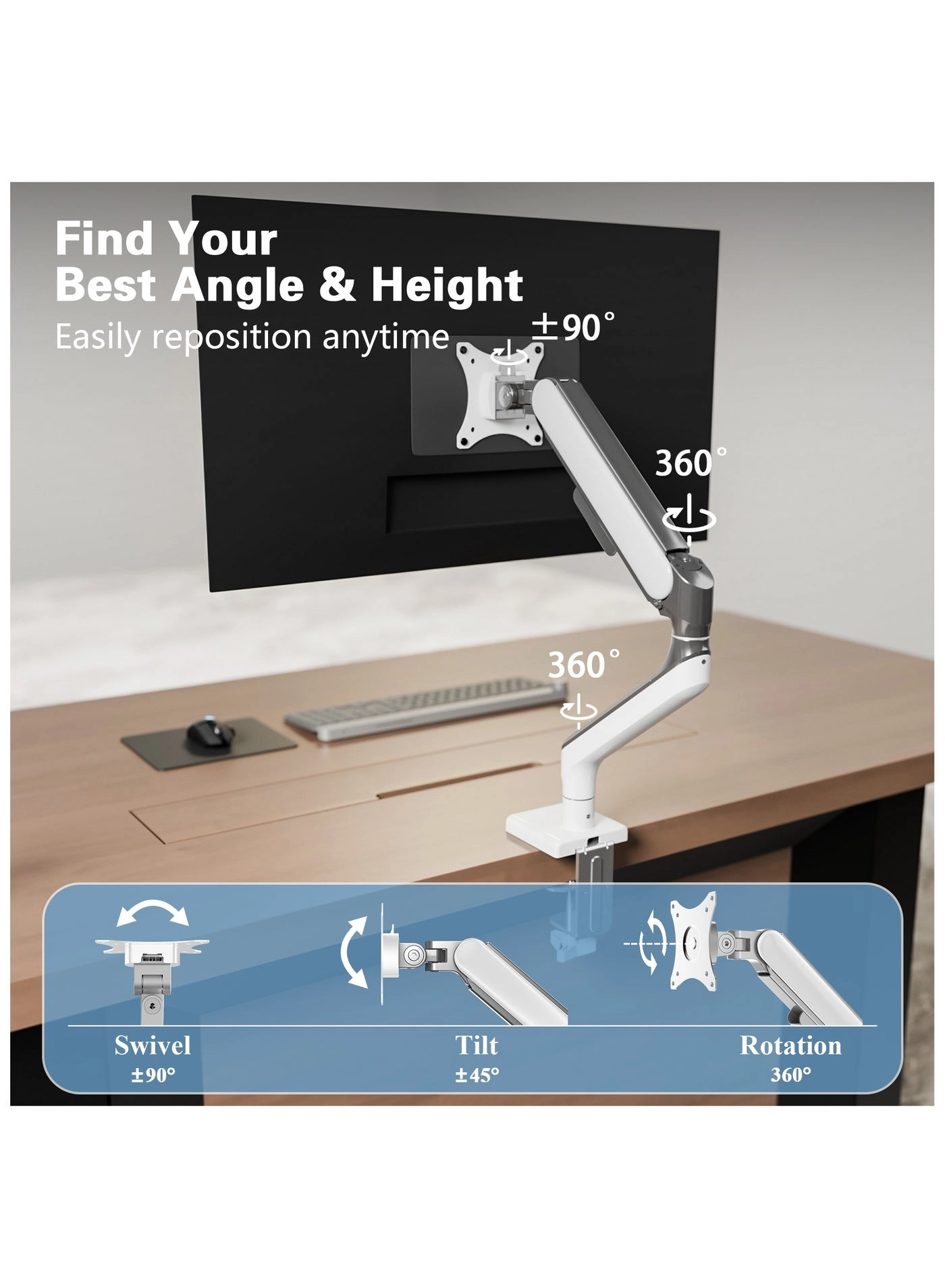 Single Monitor Arm - Single 17〜49inch 75*75mm 100*100mm