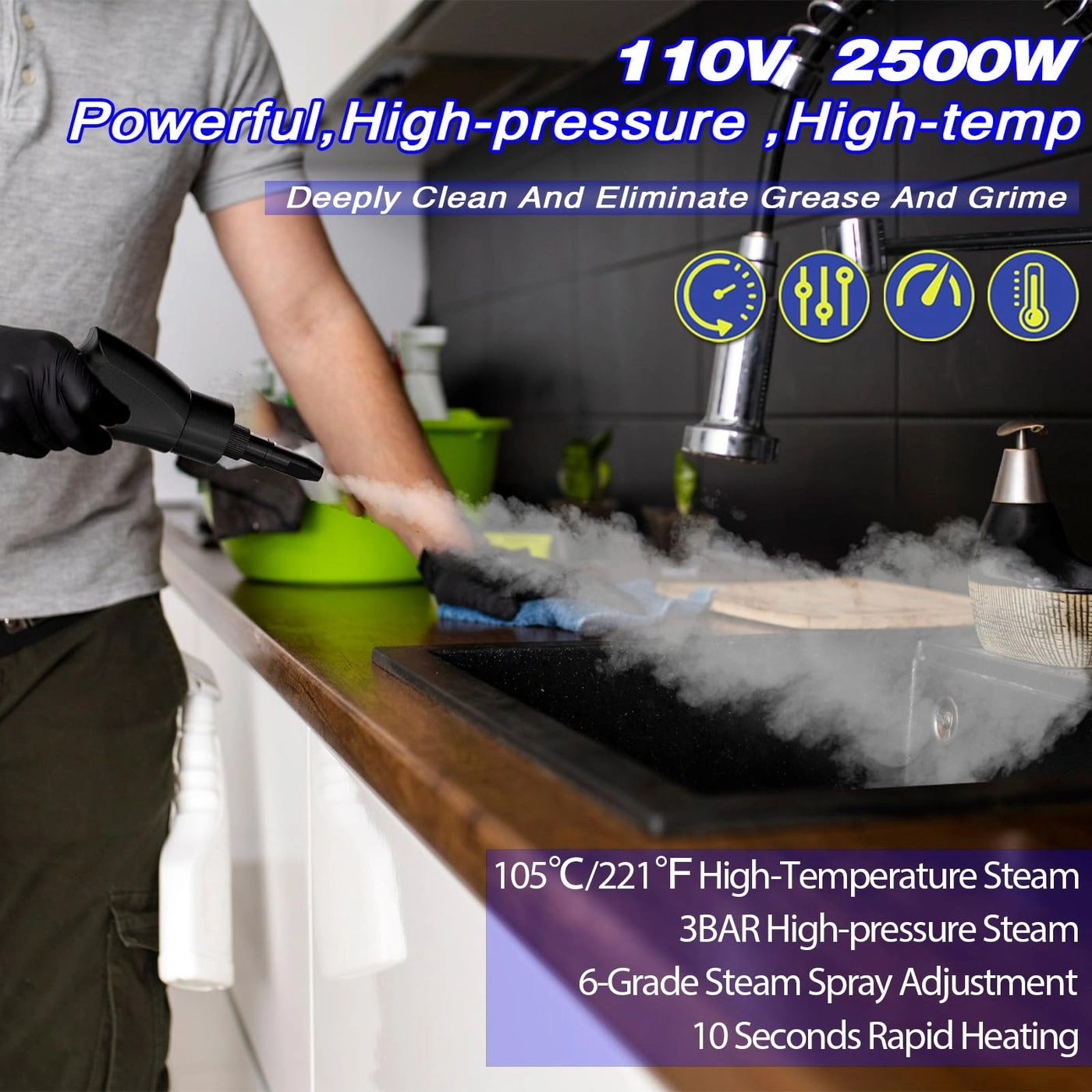 Handheld Steam Cleaner - 3BAR 1200ml