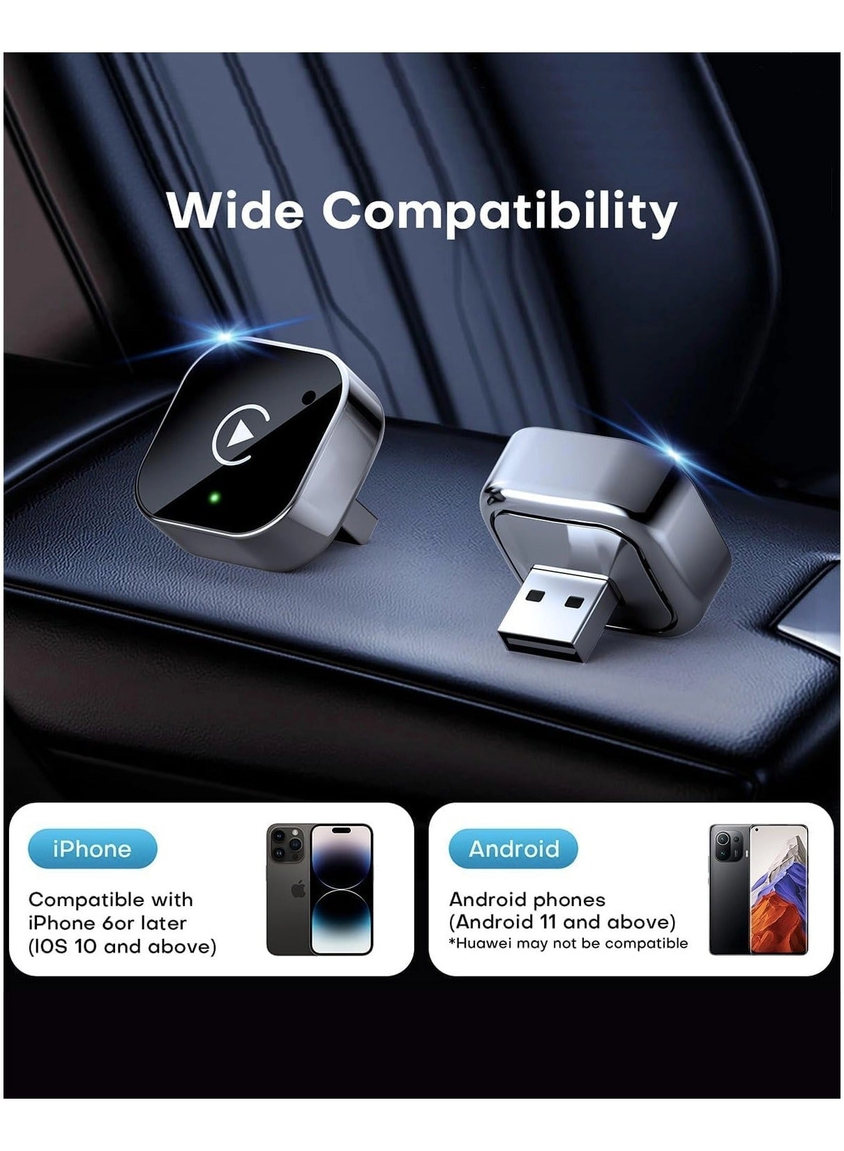 Wireless CarPlay Adapter - Mini USB Plug and Play