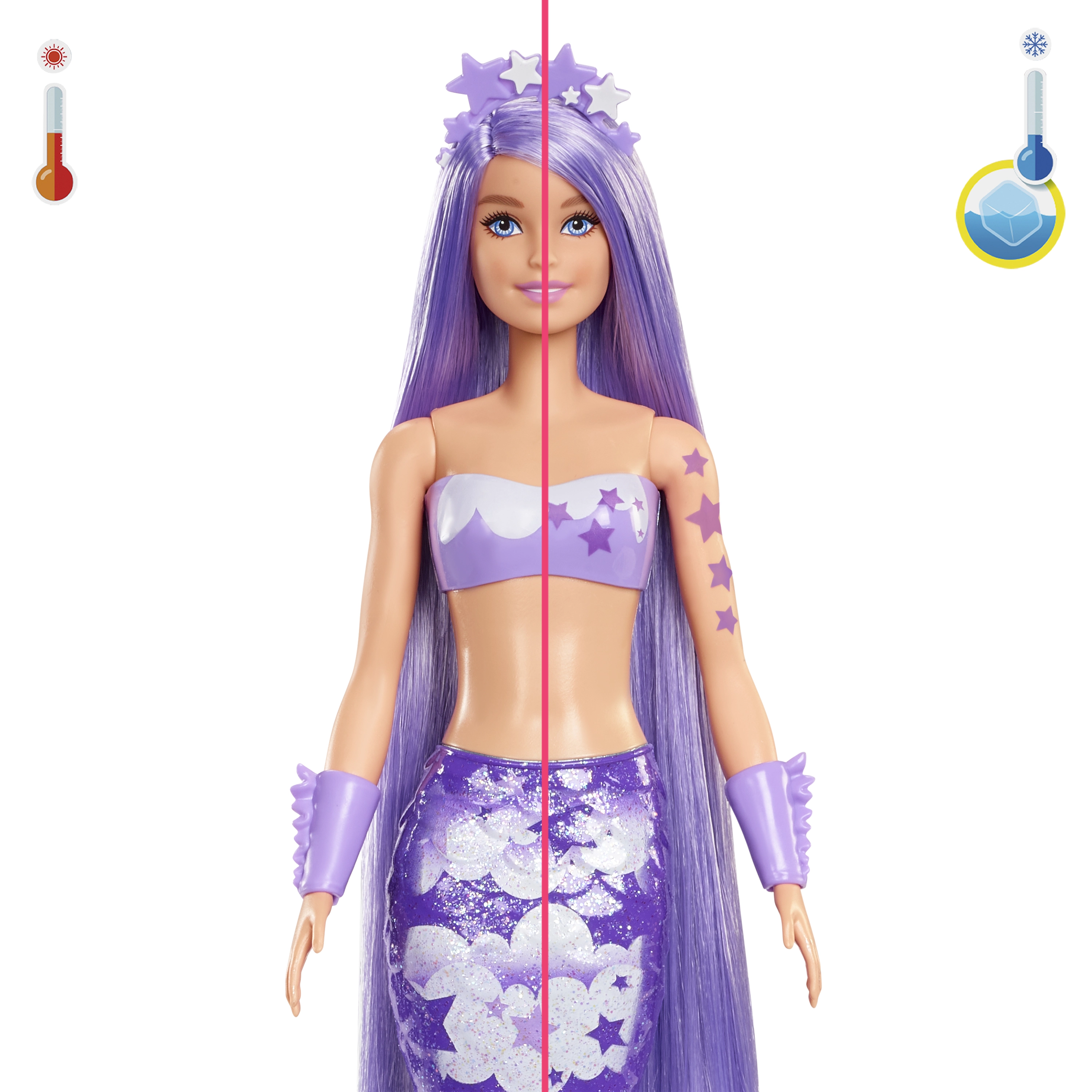 Barbie Flower Magic Mermaid - Long Blonde Hair Pink Highlights Ombre Tail Ages 3+