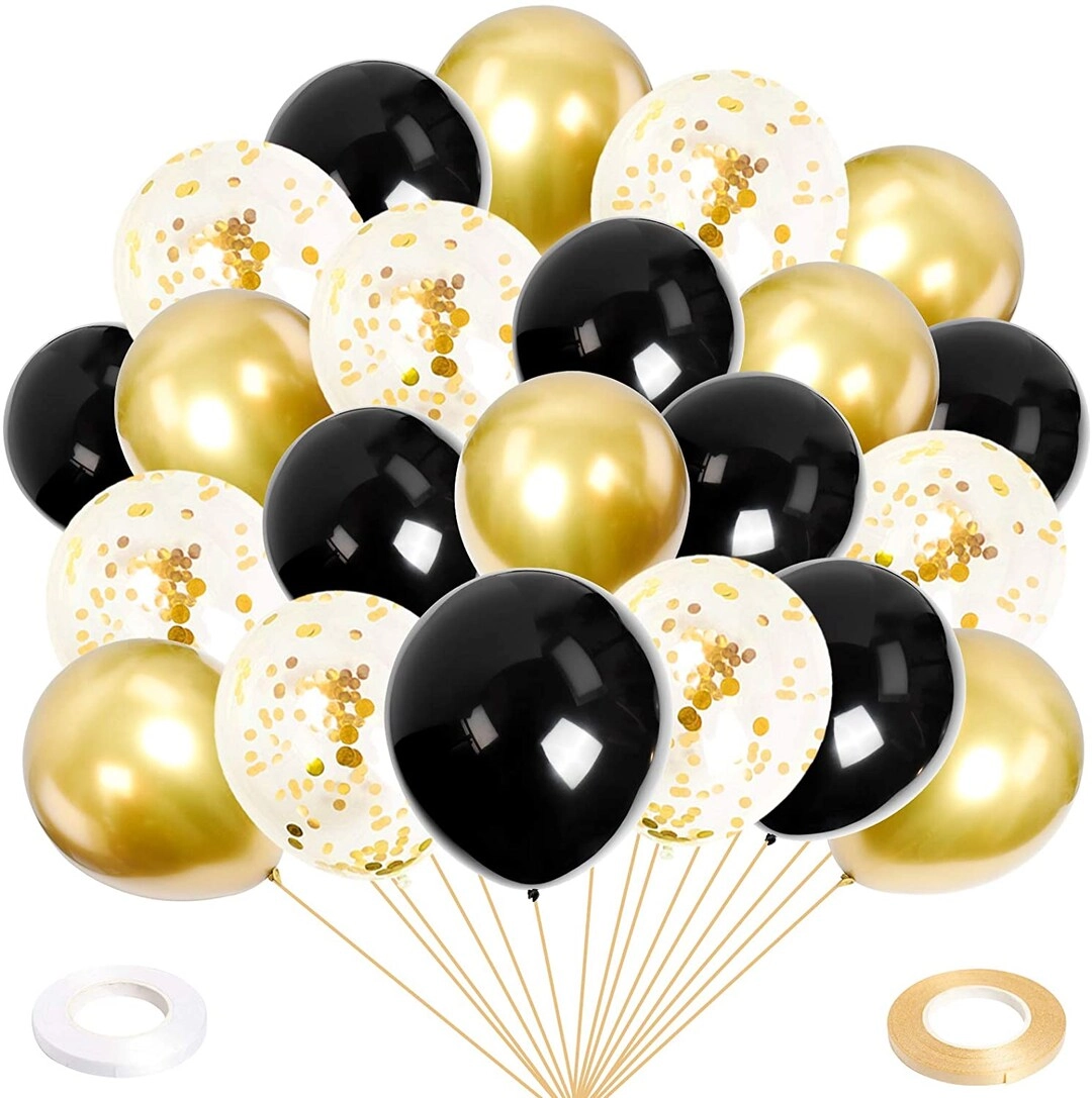 Party Time Trading LLC Latex and Confetti Balloons Set - 50-Pieces Birthday