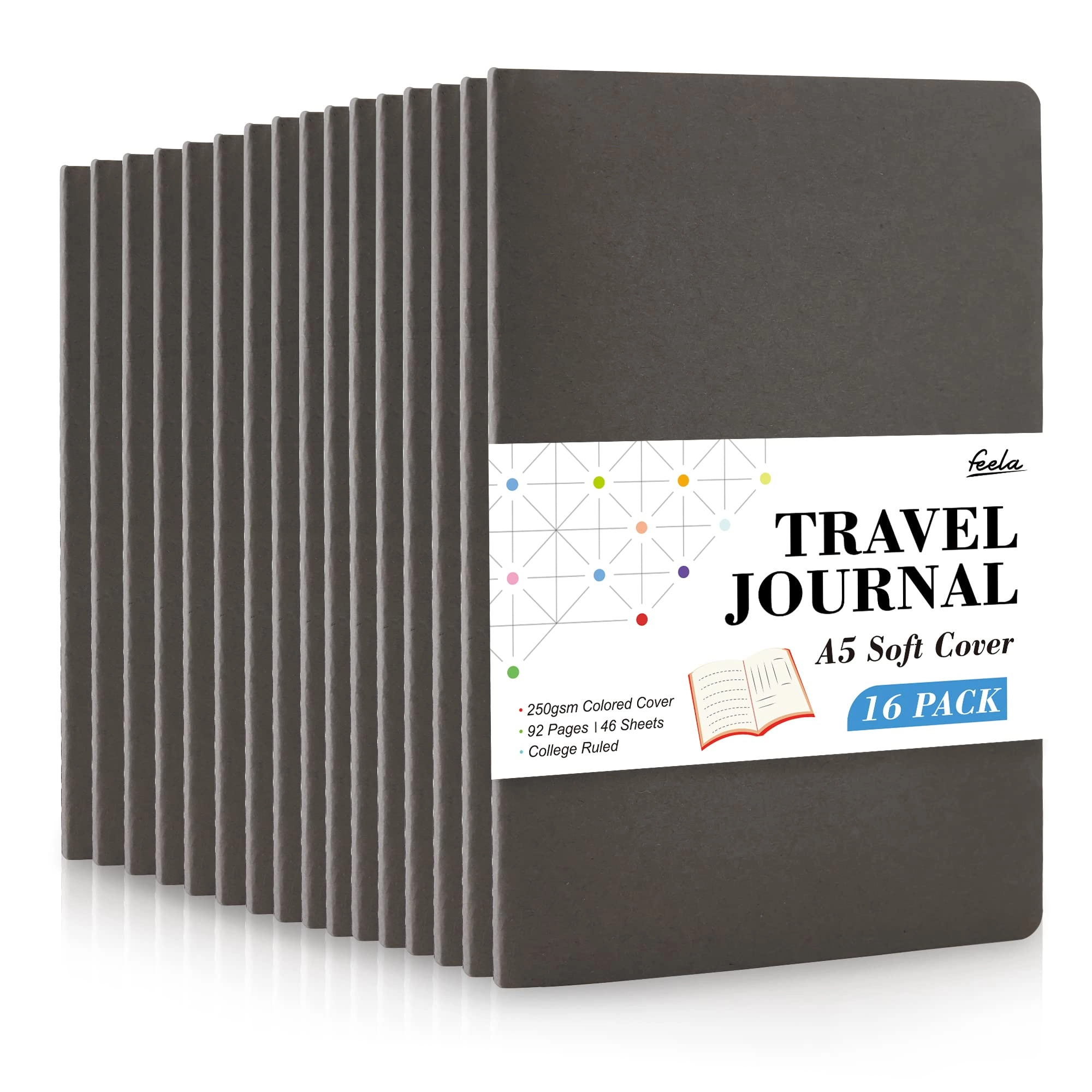 feela Soft Cover Notebook A5 Softcover - Lined 46 Sheets Pack