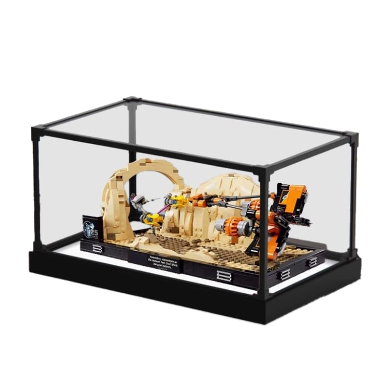 Clear Acrylic Display Case (75380) - 13.77x7.87x5.90in. Black Bottom+background1