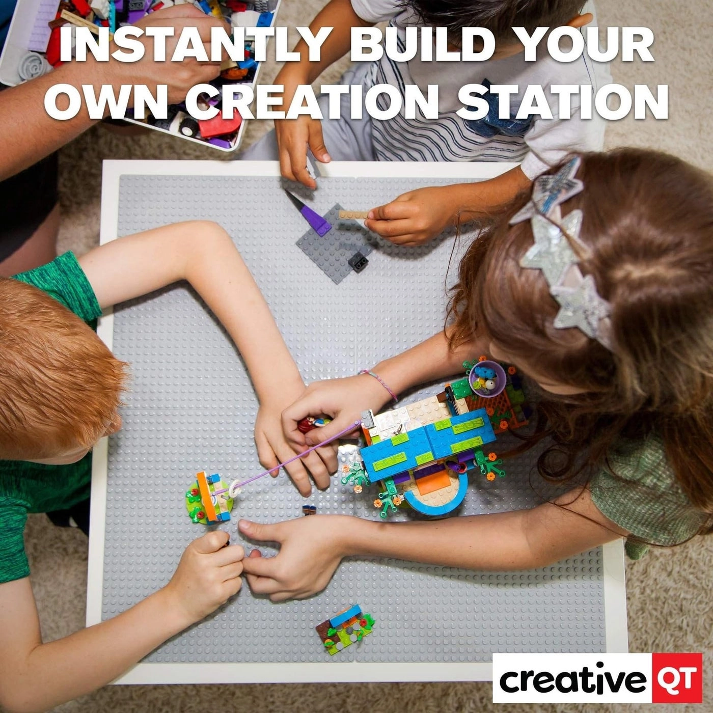 Peel-and-Stick Building Baseplates - 4-Pack 10 x 10 in Gray