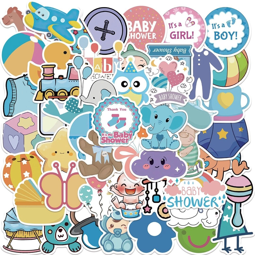MZA STORES Baby Shower Favor Stickers - 50PCS Vinyl Waterproof