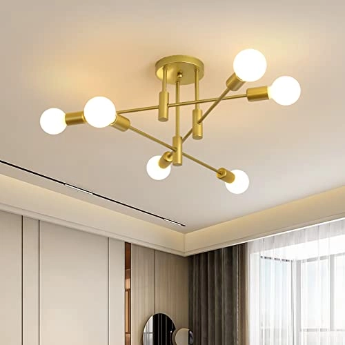 Modern Chandelier - 6-Light Pure Gold