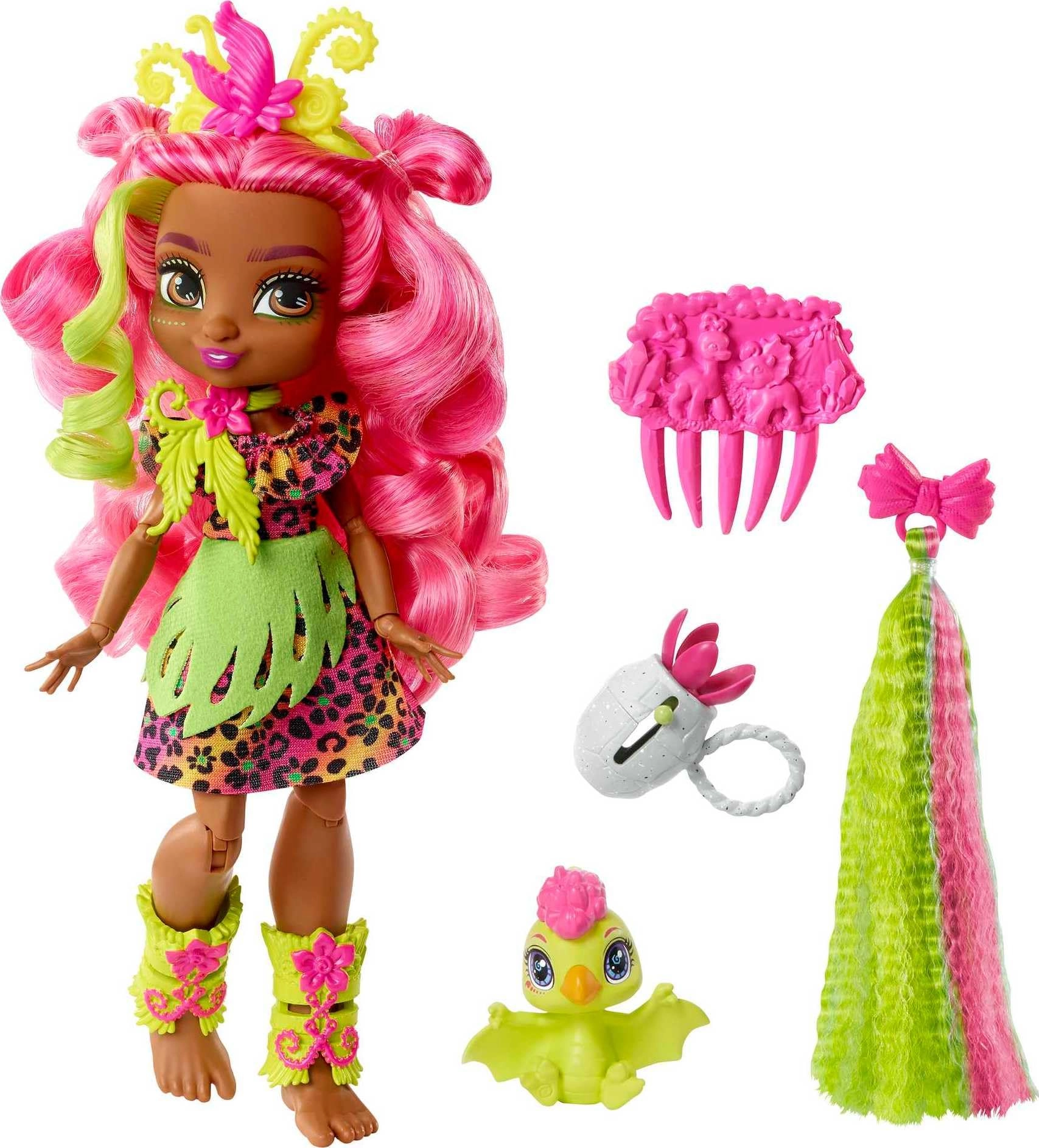 Mattel Fernessa Doll - 8-10-inch Pink Hair Prehistoric Ages 4+