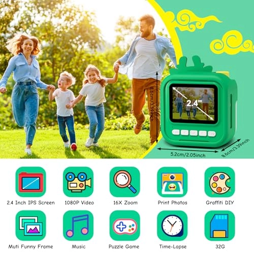 Kids Camera Instant Print - 2.4'' 1080P 32GB