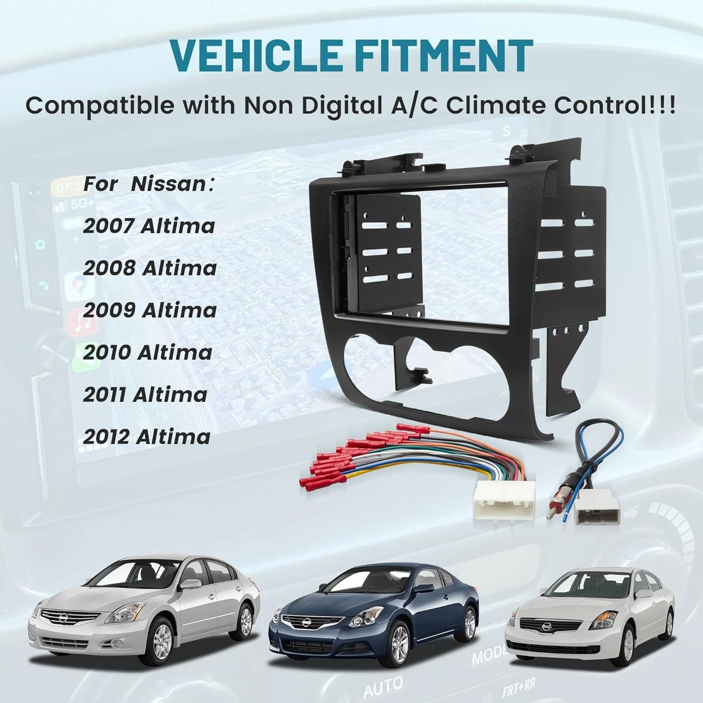 Double DIN Radio Dash Kit - Nissan Altima 2007-2012 Non Digital A/C Climate Control