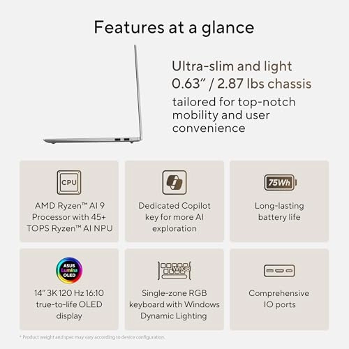 Vivobook S 14 - 14'' 1TB 24GB Ryzen AI 9 365(10 Cores)